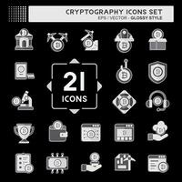 Icon Set Cryptography. related to Bitcoin symbol. glossy style. simple design illustration vector