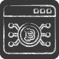 Icon Bitcoin Web. related to Cryptography symbol. chalk Style. simple design illustration vector