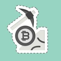 Sticker line cut Bitcoin Mining. related to Cryptography symbol. simple design illustration vector