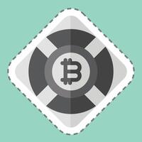 Sticker line cut Bitcoin Safety. related to Cryptography symbol. simple design illustration vector