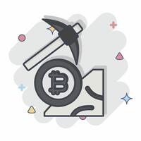 Icon Bitcoin Mining. related to Cryptography symbol. comic style. simple design illustration vector