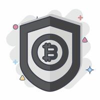 Icon Bitcoin Protection. related to Cryptography symbol. comic style. simple design illustration vector