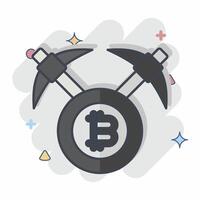 Icon Bitcoin mining Axe. related to Cryptography symbol. comic style. simple design illustration vector