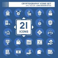 Icon Set Cryptography. related to Bitcoin symbol. long shadow style. simple design illustration vector