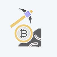 Icon Bitcoin Mining. related to Cryptography symbol. doodle style. simple design illustration vector