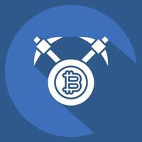 Icon Bitcoin mining Axe. related to Cryptography symbol. long shadow style. simple design illustration vector