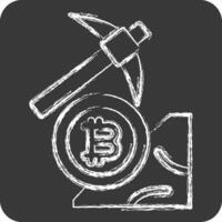Icon Bitcoin Mining. related to Cryptography symbol. chalk Style. simple design illustration vector