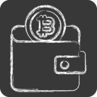 Icon Bitcoin Wallet. related to Cryptography symbol. chalk Style. simple design illustration vector