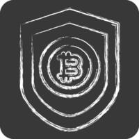 Icon Bitcoin Protection. related to Cryptography symbol. chalk Style. simple design illustration vector