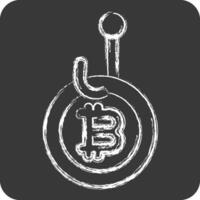 Icon Bitcoin Phising. related to Cryptography symbol. chalk Style. simple design illustration vector