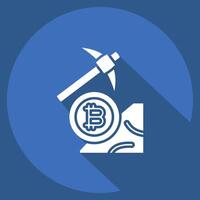 Icon Bitcoin Mining. related to Cryptography symbol. long shadow style. simple design illustration vector