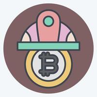 Icon Bitcoin Minor Hat. related to Cryptography symbol. color mate style. simple design illustration vector
