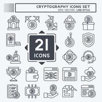 Icon Set Cryptography. related to Bitcoin symbol. line style. simple design illustration vector