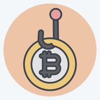 Icon Bitcoin Phising. related to Cryptography symbol. color mate style. simple design illustration vector