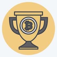 Icon Bitcoin Trophy. related to Cryptography symbol. color mate style. simple design illustration vector