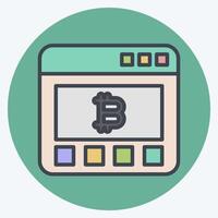 Icon Bitcoin Website. related to Cryptography symbol. color mate style. simple design illustration vector