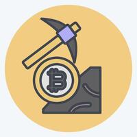 Icon Bitcoin Mining. related to Cryptography symbol. color mate style. simple design illustration vector