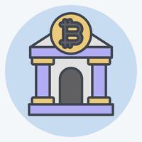Icon Bitcoin Bank. related to Cryptography symbol. color mate style. simple design illustration vector