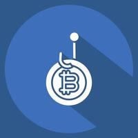 Icon Bitcoin Phising. related to Cryptography symbol. long shadow style. simple design illustration vector