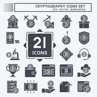 Icon Set Cryptography. related to Bitcoin symbol. glyph style. simple design illustration vector
