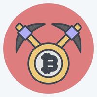 Icon Bitcoin mining Axe. related to Cryptography symbol. color mate style. simple design illustration vector