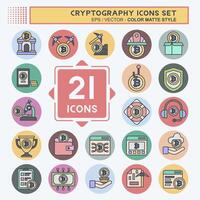 Icon Set Cryptography. related to Bitcoin symbol. color mate style. simple design illustration vector