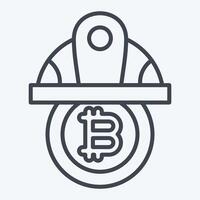 Icon Bitcoin Minor Hat. related to Cryptography symbol. line style. simple design illustration vector