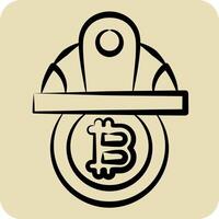 Icon Bitcoin Minor Hat. related to Cryptography symbol. hand drawn style. simple design illustration vector