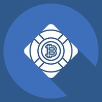 Icon Bitcoin Safety. related to Cryptography symbol. long shadow style. simple design illustration vector