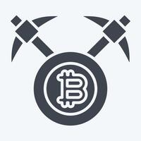 Icon Bitcoin mining Axe. related to Cryptography symbol. glyph style. simple design illustration vector