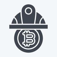 Icon Bitcoin Minor Hat. related to Cryptography symbol. glyph style. simple design illustration vector