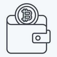 Icon Bitcoin Wallet. related to Cryptography symbol. line style. simple design illustration vector