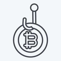 Icon Bitcoin Phising. related to Cryptography symbol. line style. simple design illustration vector