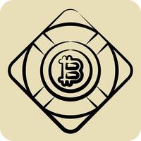 Icon Bitcoin Safety. related to Cryptography symbol. hand drawn style. simple design illustration vector