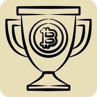 Icon Bitcoin Trophy. related to Cryptography symbol. hand drawn style. simple design illustration vector