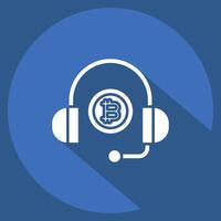 Icon Bitcoin Support. related to Cryptography symbol. long shadow style. simple design illustration vector