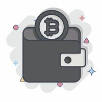 Icon Bitcoin Wallet. related to Cryptography symbol. comic style. simple design illustration vector