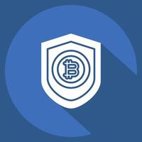 Icon Bitcoin Protection. related to Cryptography symbol. long shadow style. simple design illustration vector