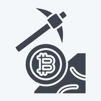 Icon Bitcoin Mining. related to Cryptography symbol. glyph style. simple design illustration vector