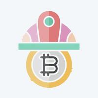 Icon Bitcoin Minor Hat. related to Cryptography symbol. doodle style. simple design illustration vector