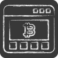 Icon Bitcoin Website. related to Cryptography symbol. chalk Style. simple design illustration vector