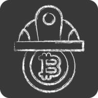 Icon Bitcoin Minor Hat. related to Cryptography symbol. chalk Style. simple design illustration vector