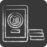 Icon Bitcoin Payment. related to Cryptography symbol. chalk Style. simple design illustration vector