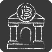 Icon Bitcoin Bank. related to Cryptography symbol. chalk Style. simple design illustration vector