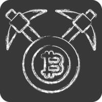 Icon Bitcoin mining Axe. related to Cryptography symbol. chalk Style. simple design illustration vector