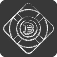 Icon Bitcoin Safety. related to Cryptography symbol. chalk Style. simple design illustration vector