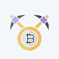 Icon Bitcoin mining Axe. related to Cryptography symbol. doodle style. simple design illustration vector