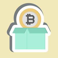 Sticker Bitcoin Parcel. related to Cryptography symbol. simple design illustration vector
