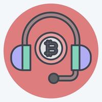 Icon Bitcoin Support. related to Cryptography symbol. color mate style. simple design illustration vector