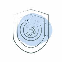 Icon Bitcoin Protection. related to Cryptography symbol. Color Spot Style. simple design illustration vector